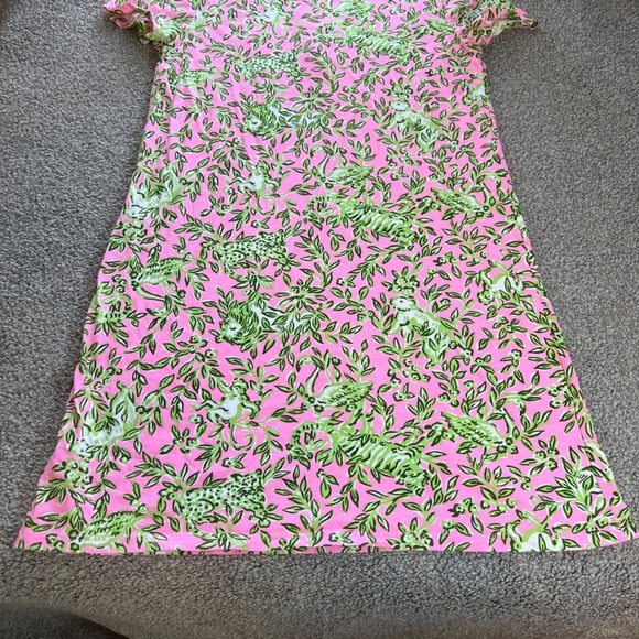 Lilly Pulitzer Dress Womens Small Pink Green Tiger Floral Pima Cotton Mini - Picture 5 of 12